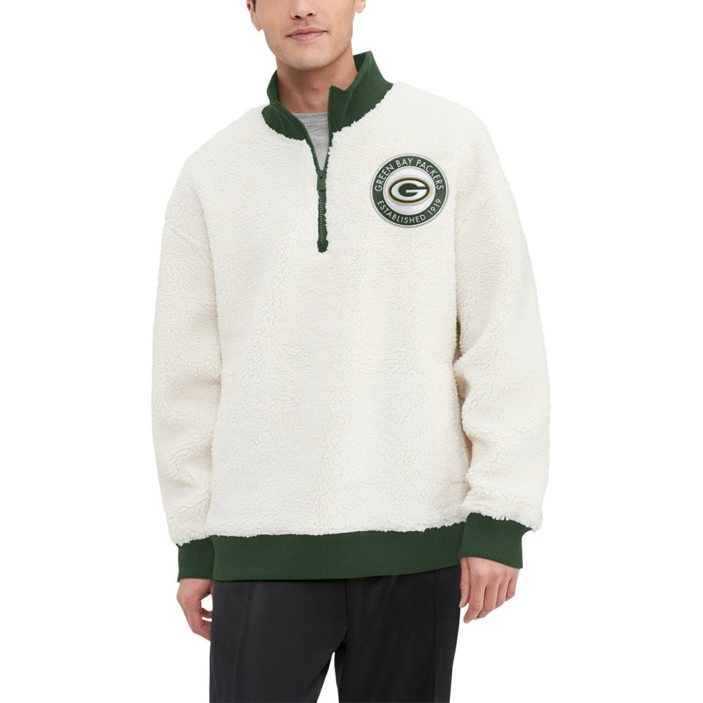 Green Bay Packers Tommy Hilfiger Jordan Sherpa Quarter-Zip Sweatshirt - Cream outlet