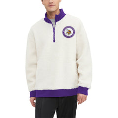 Minnesota Vikings Tommy Hilfiger Jordan Sherpa Quarter-Zip Sweatshirt - Cream discount
