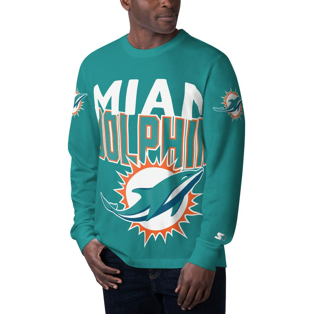 Miami Dolphins Starter Clutch Hit Long Sleeve T-Shirt - Aqua sale