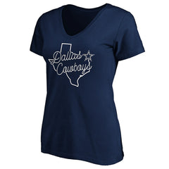 Dallas Cowboys Women's Script V-Neck T-Shirt - Navy for sale