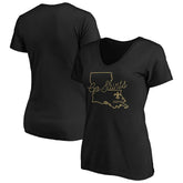 New Orleans Saints Women's Script V-Neck T-Shirt - Black on sale