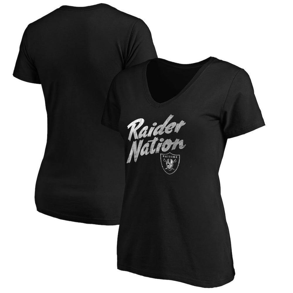 Las Vegas Raiders Women's Hometown Collection Raider Nation V-Neck T-Shirt - Black cheap