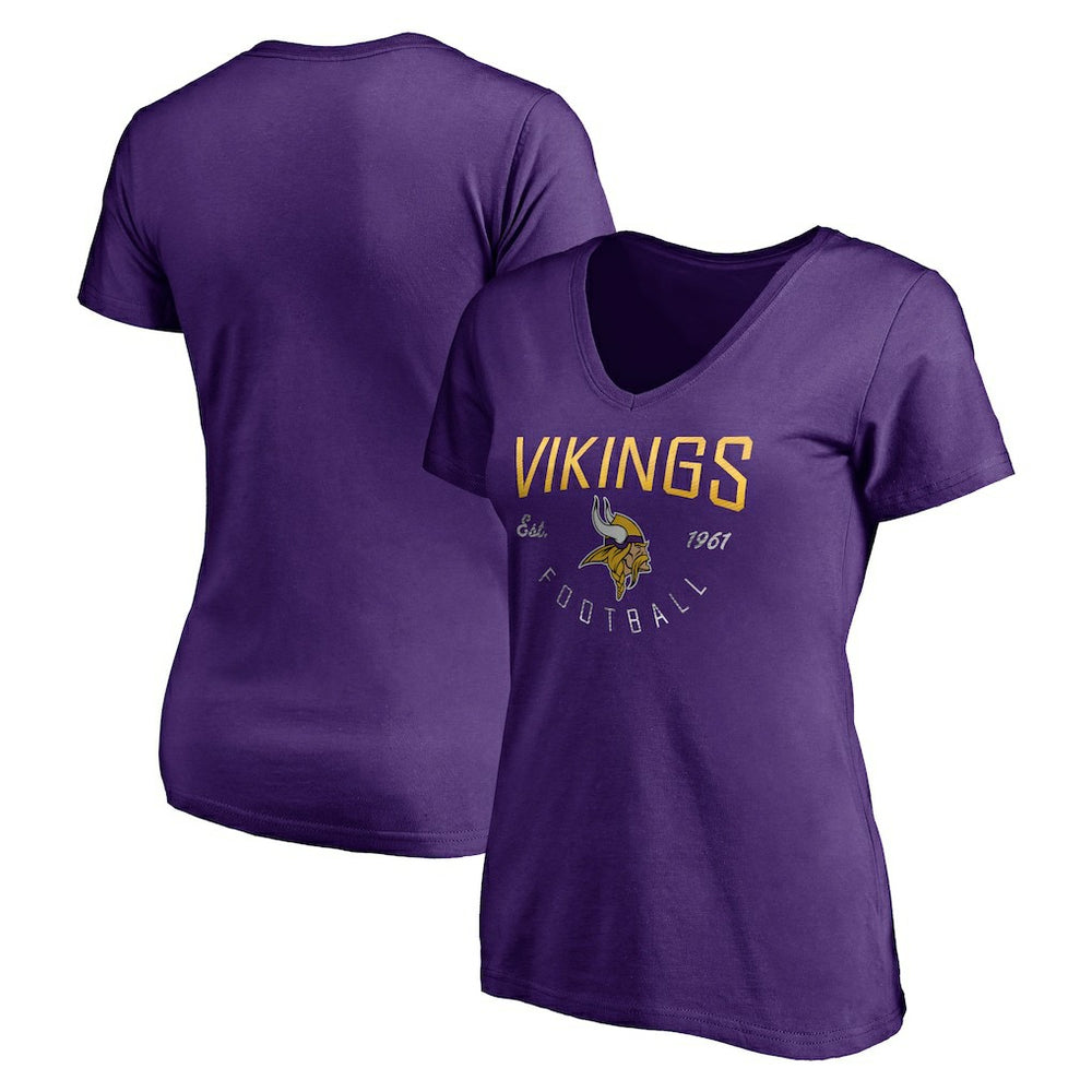 Minnesota Vikings Women's Live For It V-Neck T-Shirt - Purple on sale