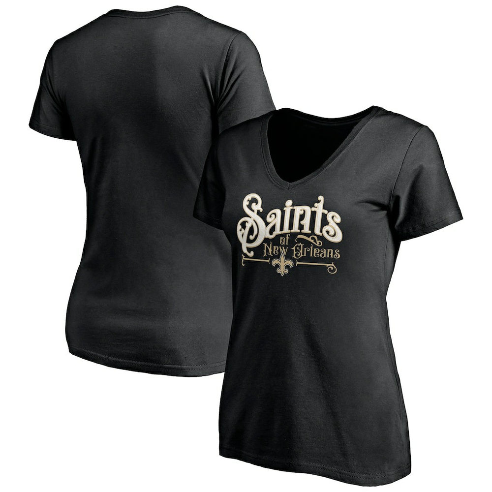 New Orleans Saints Women's Hometown Collection V-Neck T-Shirt - Black discount