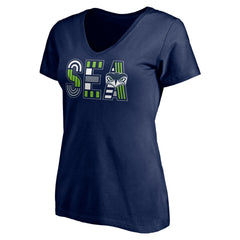 Seattle Seahawks Women's Hometown Collection V-Neck T-Shirt - College Navy discount