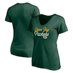 Green Bay Packers Women's Long Stride V-Neck T-Shirt - Green on sale