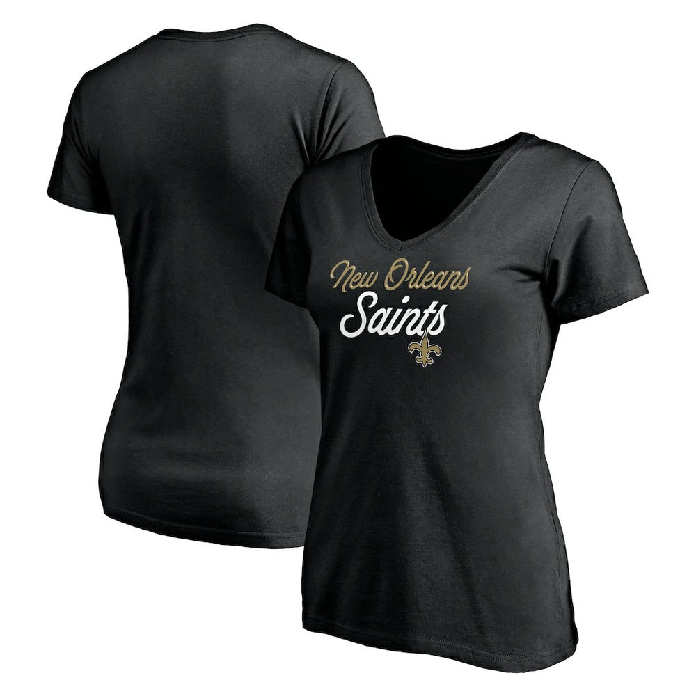 New Orleans Saints Women's Long Stride V-Neck T-Shirt - Black cheap