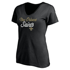 New Orleans Saints Women's Long Stride V-Neck T-Shirt - Black cheap
