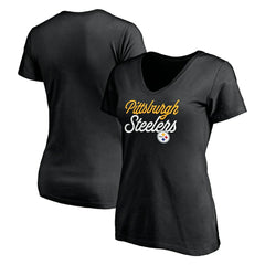 Pittsburgh Steelers Women's Long Stride V-Neck T-Shirt - Black for sale