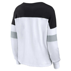Las Vegas Raiders Women's Plus Size Even Match Lace-Up Long Sleeve V-Neck Top - White/Black online