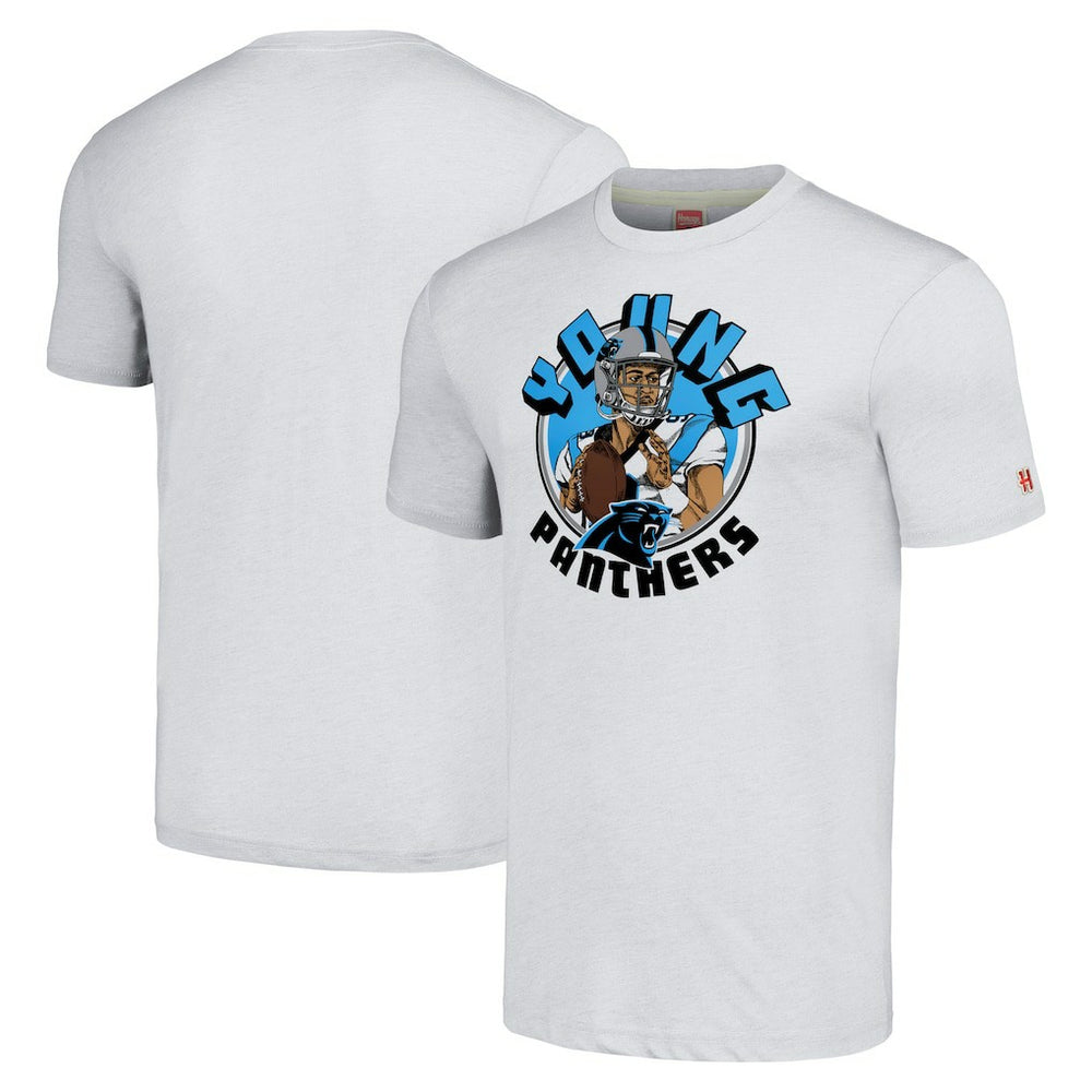 Bryce Young Carolina Panthers Homage Unisex Caricature Player Tri-Blend T-Shirt - Ash for sale