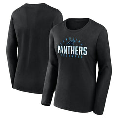 Carolina Panthers Women's Plus Size Foiled Play Long Sleeve T-Shirt - Black sale