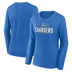 Los Angeles Chargers Women's Plus Size Foiled Play Long Sleeve T-Shirt - Powder Blue on sale
