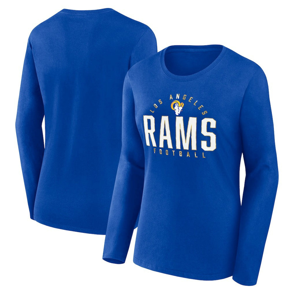 Los Angeles Rams Women's Plus Size Foiled Play Long Sleeve T-Shirt - Royal discount
