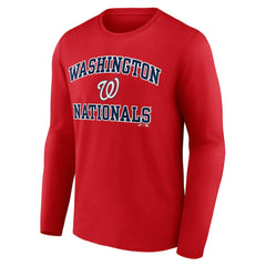 Washington Nationals Logo Athletic Heart & Soul Long Sleeve T-Shirt - Red