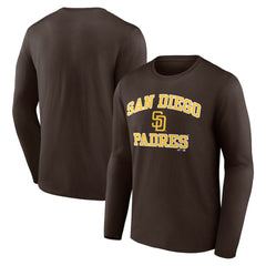 San Diego Padres Logo Athletic Heart & Soul Long Sleeve T-Shirt - Brown