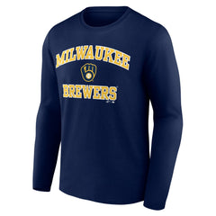 Milwaukee Brewers Logo Athletic Heart & Soul Long Sleeve T-Shirt - Navy