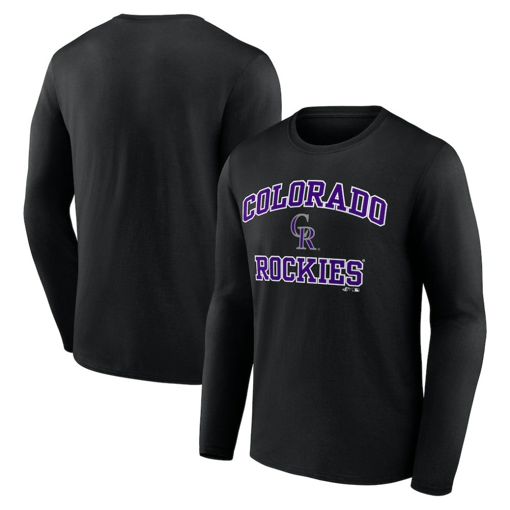 Colorado Rockies Logo Athletic Heart & Soul Long Sleeve T-Shirt - Black