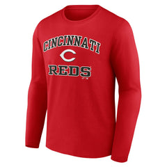 Cincinnati Reds Logo Athletic Heart & Soul Long Sleeve T-Shirt - Red