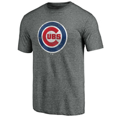 Chicago Cubs Official Logo Tri-Blend T-Shirt - Heather Gray