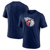 Cleveland Guardians Official Logo Tri-Blend T-Shirt - Heather Navy