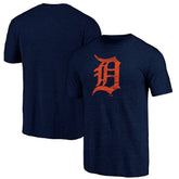 Detroit Tigers Official Logo Tri-Blend T-Shirt - Heather Navy