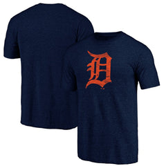 Detroit Tigers Official Logo Tri-Blend T-Shirt - Heather Navy