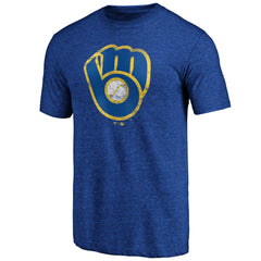 Milwaukee Brewers Official Logo Tri-Blend T-Shirt - Heather Royal