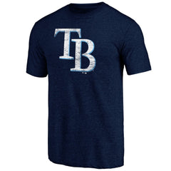 Tampa Bay Rays Official Logo Tri-Blend T-Shirt - Heather Navy