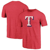 Texas Rangers Official Logo Tri-Blend T-Shirt - Heather Red