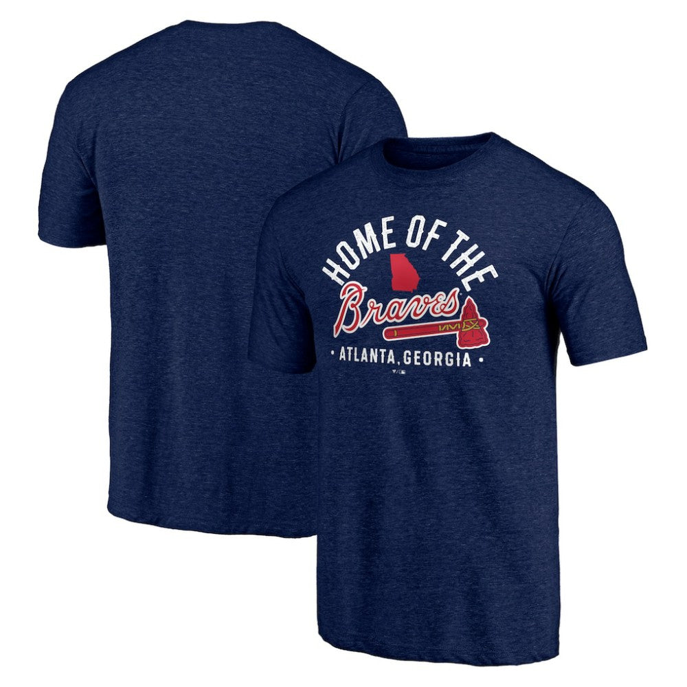 Atlanta Braves Hometown Collection Home Of The Braves Tri-Blend T-Shirt - Heather Navy