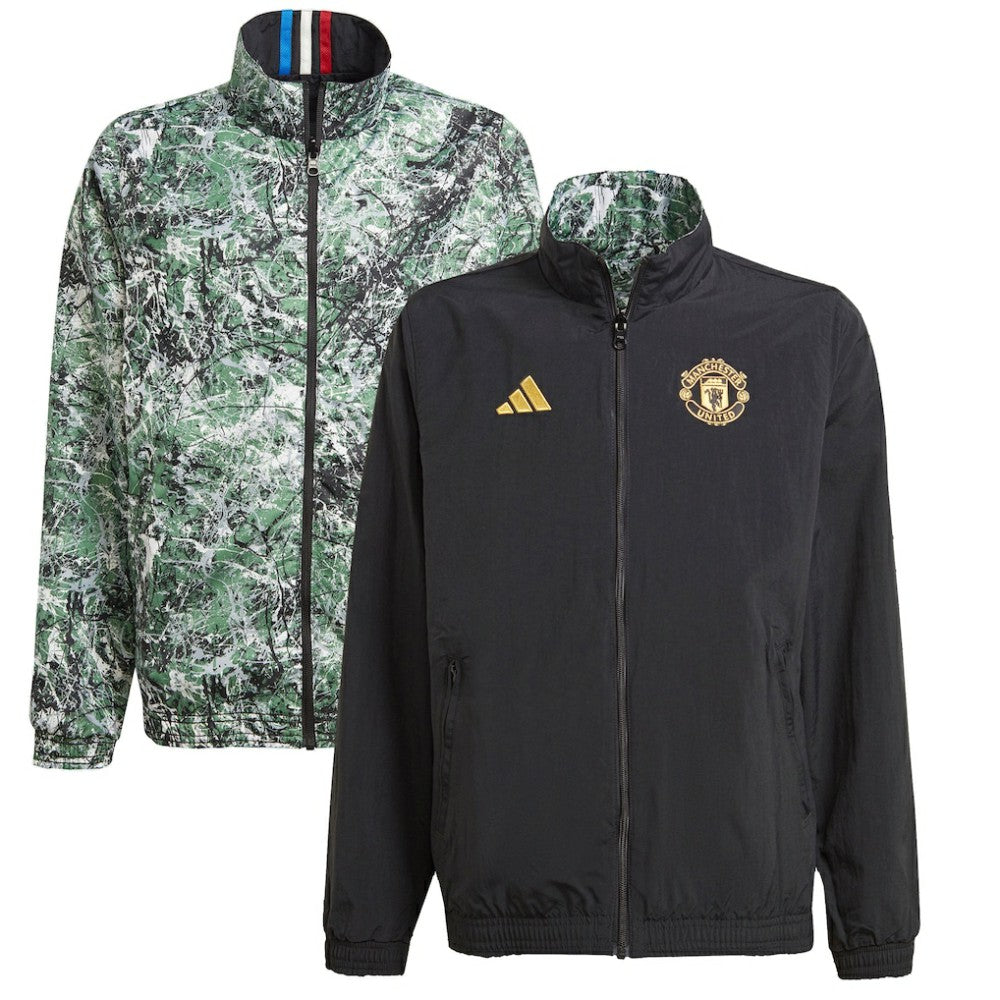 Manchester United x Stone Roses Originals Youth 2023/24 Reversible Anthem Full-Zip Jacket - Black | Adidas on sale