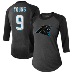 Bryce Young Carolina Panthers Majestic Threads Women's Player Name & Number Tri-Blend 3/4-Sleeve Fitted T-Shirt - Black sale