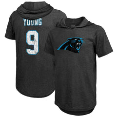 Bryce Young Carolina Panthers Majestic Threads Player Name & Number Tri-Blend Slim Fit Hoodie T-Shirt - Black on sale