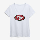 San Francisco 49ers Logo Athletic Women's Primary Logo V-Neck T-Shirt - White cheap