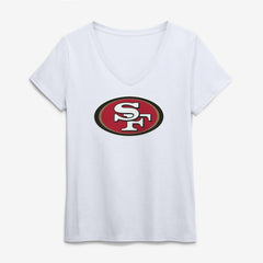 San Francisco 49ers Logo Athletic Women's Primary Logo V-Neck T-Shirt - White cheap