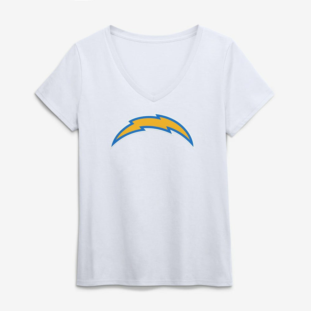Los Angeles Chargers Logo Athletic Women's Primary Logo V-Neck T-Shirt - White outlet