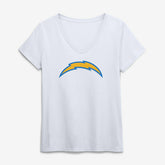 Los Angeles Chargers Logo Athletic Women's Primary Logo V-Neck T-Shirt - White outlet