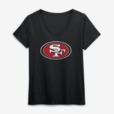 San Francisco 49ers Logo Athletic Women's Primary Logo V-Neck T-Shirt - Black online