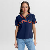 Houston Astros Women's Diva Race Ahead Raglan V-Neck T-Shirt - Navy