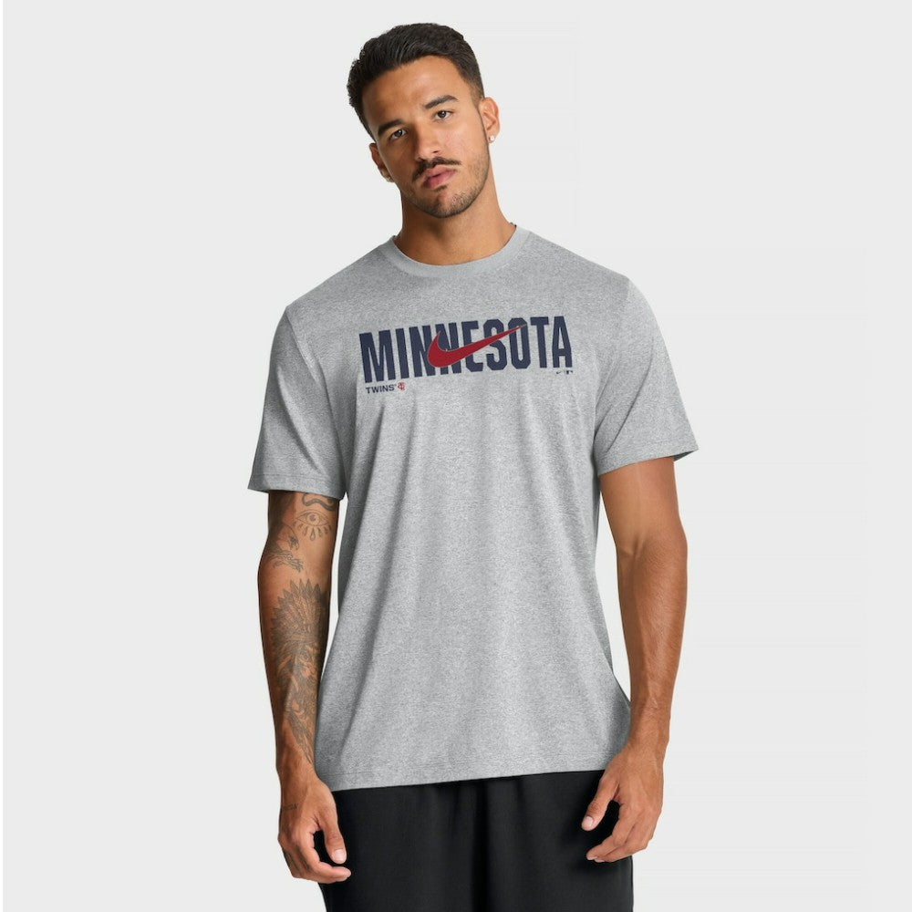 Minnesota Twins Swoosh Legend Dri-FIT T-Shirt - Heather Gray | Nike