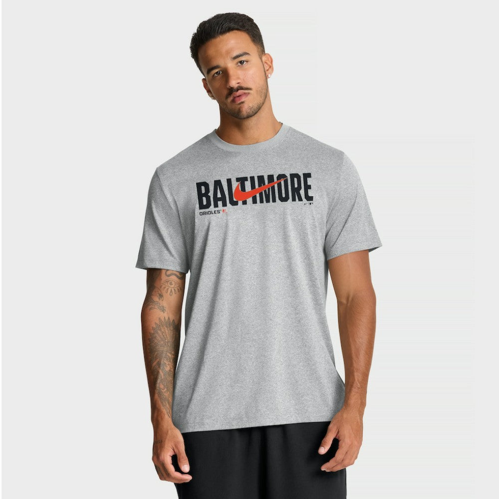 Baltimore Orioles Swoosh Legend Dri-FIT T-Shirt - Heather Gray | Nike