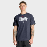 Atlanta Braves Stacked Tri-Blend T-Shirt - Heather Navy | Nike