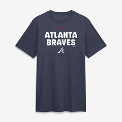 Atlanta Braves Stacked Tri-Blend T-Shirt - Heather Navy | Nike