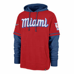 Miami Marlins City Connect Trifecta Shortstop Pullover Hoodie - Red | 47 brand