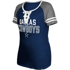 Dallas Cowboys New Era Women's Raglan Lace-Up T-Shirt - Navy cheap