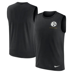Pittsburgh Steelers Large Logo Lightweight Dri-FIT Muscle Tank Top - Black | Nike for sale
