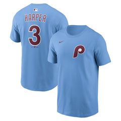 Bryce Harper Philadelphia Phillies Name & Number T-Shirt - Light Blue | Nike