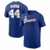 Hank Aaron Atlanta Braves Cooperstown Collection Name & Number T-Shirt - Royal | Nike