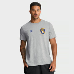Milwaukee Brewers Cooperstown 2-Hit T-Shirt - Heather Gray | Nike